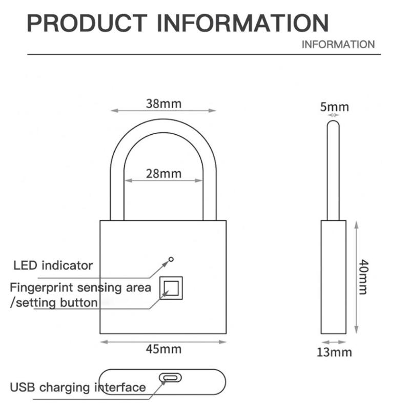 Fingerprint padlock smart padlock small lock fingerprint cabinet lock cabinet lock dormitory anti-theft lock